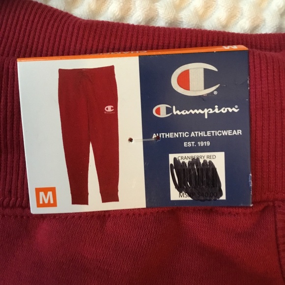 NWT Champion Cranberry Red Jogger Fleece Pants MD - Picture 4 of 4